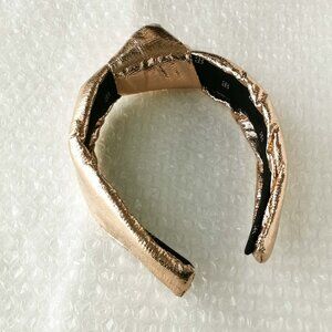Alicia Bonnie The Precious Metals Knotted Headband Gold Metallic Faux Leather